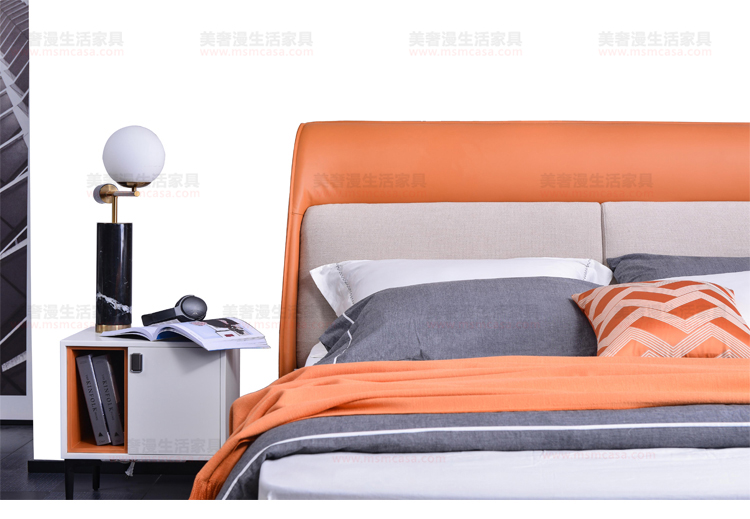 美奢漫橘色科技布軟床XM-7317A#